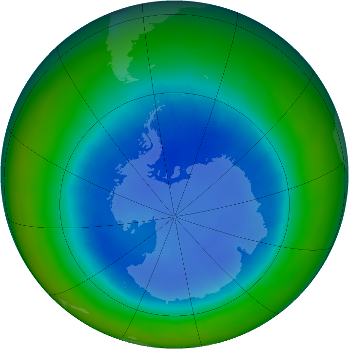 Antarctic ozone map for August 2003